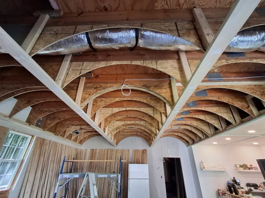Barreled Ceiling Installation in Greenville — carpentry