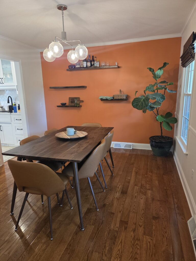 Feature Wall Installation and Painting in Greenville — dining room makeover